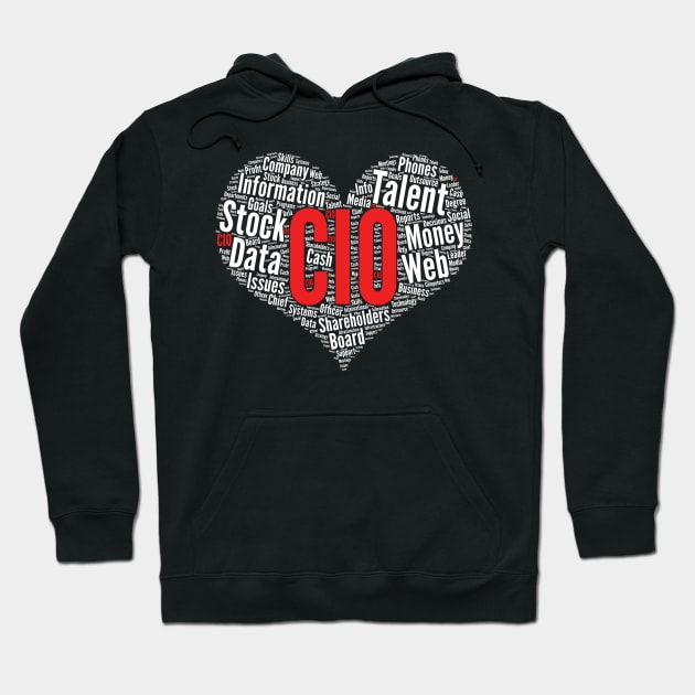 CIO Chief information officer Heart Shape Word Cloud graphic Hoodie by theodoros20